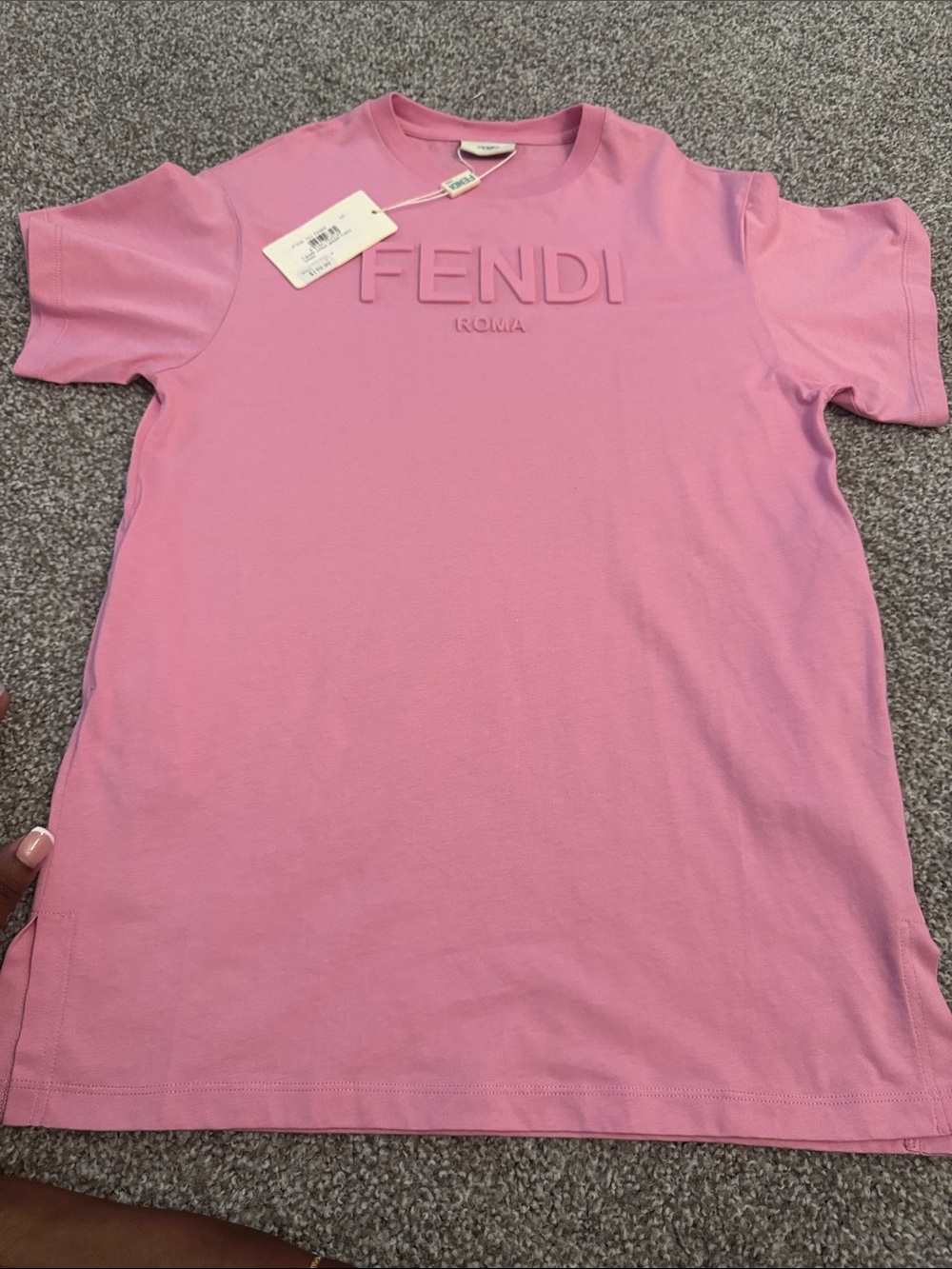 Fendi Pink Embossed Logo Kids T-Shirt